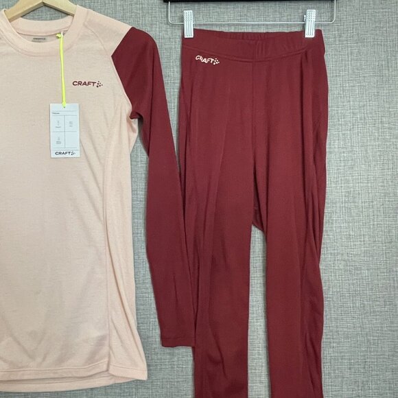 Craft Baselayer Set Women s Extra Small Pink Red Rhubarb Core Warm Pant Top New - Picture 4 of 8